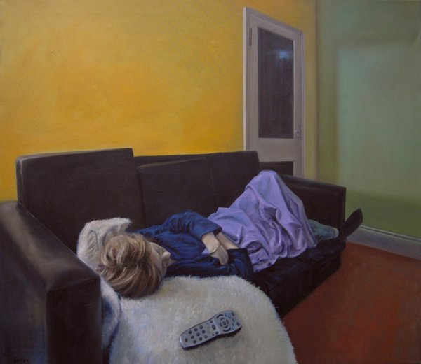 Sleeping Woman with Remote Control by Otto Farkas (2012)