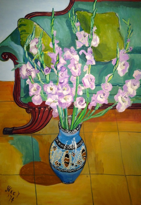 Alice Neel Gladiolas 1974 oil on canvas 46 x 32 inches