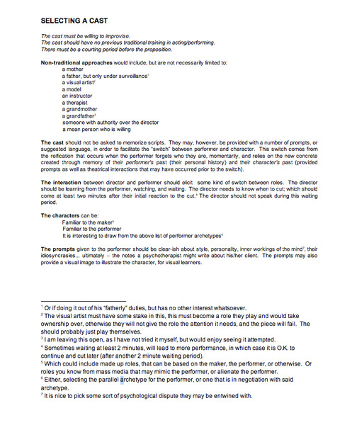 Statement: Selecting a Cast