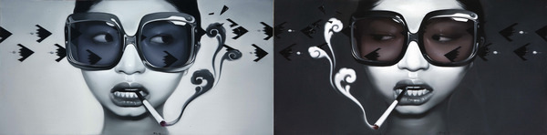 Mu Lei, Bad Girl (diptych), oil on canvas, 200 x 100 cm each,2008
