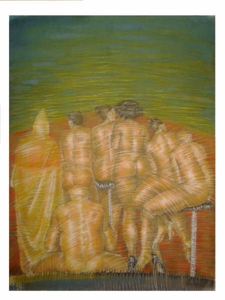 __la_espera_en_la_afombra_roja____-chalk_pastel_on_paper___30_x_22__