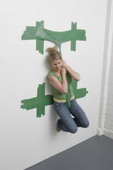 Artist Sitting in Strap,
