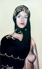 Self Portrait with my Mother\'s Headscarf and the breast of Kate Moss,Sarah Maple