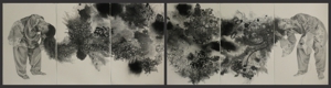 Mequitta__fount__waxy_chalk_on_paper__36inx156in__2009