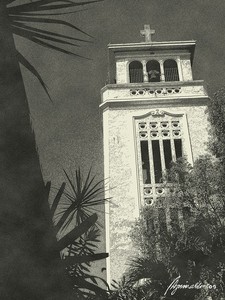 Manaoag_church__belfry_sepia