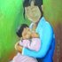 Single_mother_and_child__oil_pastel_on_sandpaper