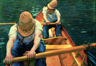 Oarsmen Rowing on the Yerres,Gustave Caillebotte