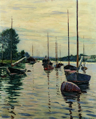  Boats Moored on the Seine,Gustave Caillebotte