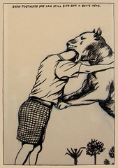 Even Toothless She Can Still Bite Off A Boys Head,Raymond Pettibon
