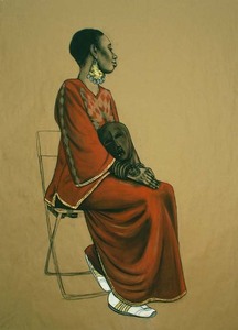 Robert_pruitt__sunni_patterson__2008__conte___gold_leaf_on_kraft_paper__approx_72_x_60_inches