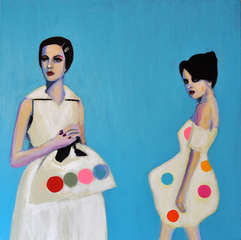 Two Women Passing in Blue,Joshua Petker