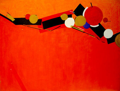 Composition_in_red_acrylic_on_canvas_36x48_inch