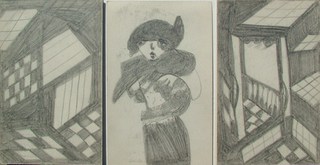 Self Portrait & Abstract Triptych,Madge Gill