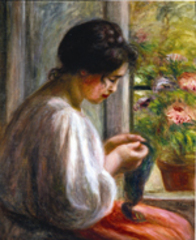 Seamstress at a Window,Pierre Auguste Renoir