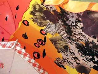 Folding an orange fish out of newspaper (detail),Andrea Loefke