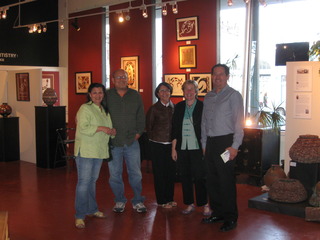 Curator Maria V. Pinedo, artist Adalberto Pérez-Meillón, Servio Gómez at Back to the Picture Latin American Gallery, Northern México Artistry,