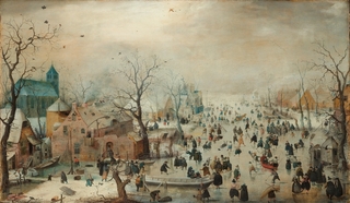 Winterlandschap met schaatsers,Hendrick Avercamp