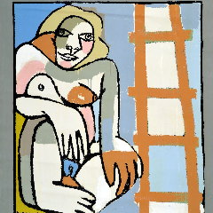 _2__women_with__orange_ladder___60__x_72___oil___acrylic_on_canvas_2008