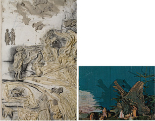 L: Pennsylvania Nativity; R: Postcard image (detail) of a church\'s nativity scene.,Dona Nelson