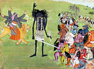 Durga and Kali Fighting the Demon,