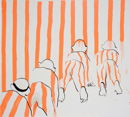 Red Stripes with Stain,Tala Madani