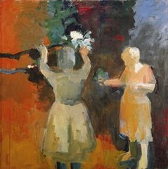 Two Women in Vermillion Light,Elmer Bischoff