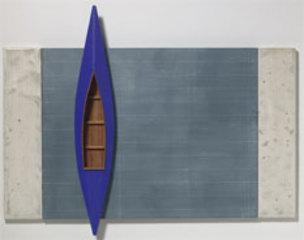 Blackboard, Blue Boat, Two White Strips,David Ruddell