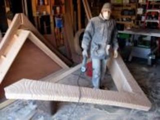 Esteban Bojorquez creating his art shack for the exhibition,Esteban Bojorquez