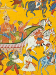 King Dasaratha and his retinue proceed to Rama\'s wedding (detail),