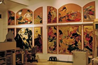 Triptych works in progress ,Masami Teraoka