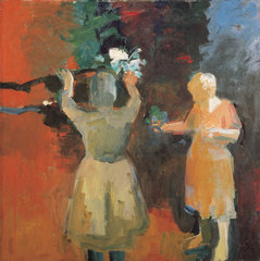 Two Women in Vermillion Light,Elmer Bischoff