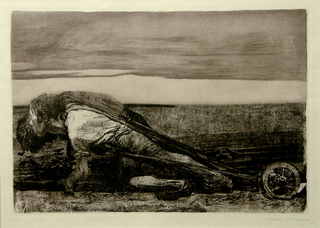 Die Pfluger (The Plowman) - Plate 1 from the Bauernkrieg series of 7, The Peasants\' War ,Käthe Kollwitz