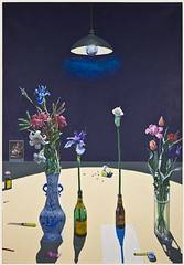 Dutch Still Life with Flowers and a Box of Tacks under a Light,Paul Wonner