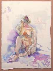Watercolor study: Head in Hand,Julia Morgan-Leamon