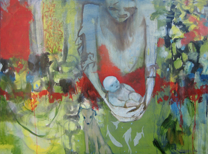 W-baby_dog_and_fishes_36x48_oil_canvas_2006