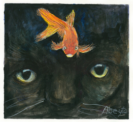 Cat with Goldfish,Maggie Abeyta