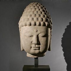 Ancient Asian Artifact, Sandstone Buddha Head,