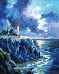Moonlight at Pt. Vicente Lighthouse,Kathryn Stinis