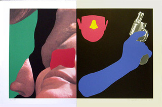 Noses & Ears, Etc.: Couple and Man with Gun,John Baldessari