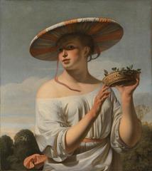 Girl with a Large Hat,Caesar van Everdingen