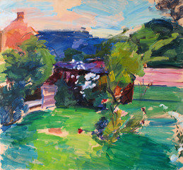 Garden Shed with Roses,Henry Finkelstein