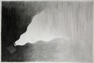 the white noise from the small cube blended with the silence in the darkness,Robert Wilhite