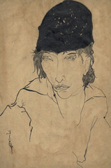 Sketch of a woman with hat, looking right, for "The Terrorists," New York Morning Telegraph Sunday Magazine,Djuna Barnes
