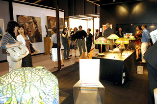 Geoffrey Diner Gallery, Washington D.C., USA, displayed decorative and fine arts, including elegant Art Nouveau Tiffany lamps from the early 20th century.,