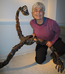 Helene Brandt and Twister at gallery reception,