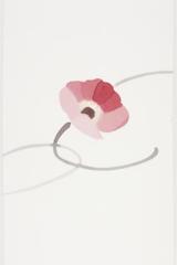 Unsewn obi with poppy ,Hisako Takaku