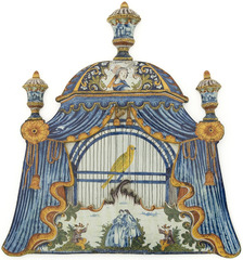 Plaque murale en forme de cage à oiseau recouverte d’une tente verte, Delft, vers 1780   ,