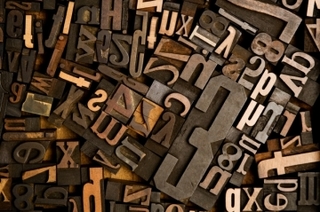 Collection of wooden type from the late 19th Century (stock photo),