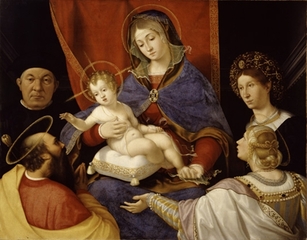 Madonna and Child with Saints Paul and Agnes and the Donors Paolo and Agnese Cassotti,Andrea Previtali