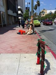 ,Yarn Bombing Los Angeles, California Poppy Collective